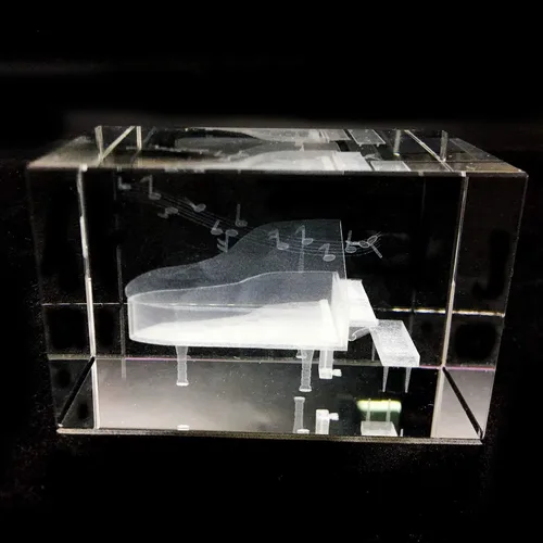 Miniatura 2 de Piano pisapapapeles 3D grabado con láser en cubo de cristal para graduación, Navidad, cumpleaños, día de San Valentín