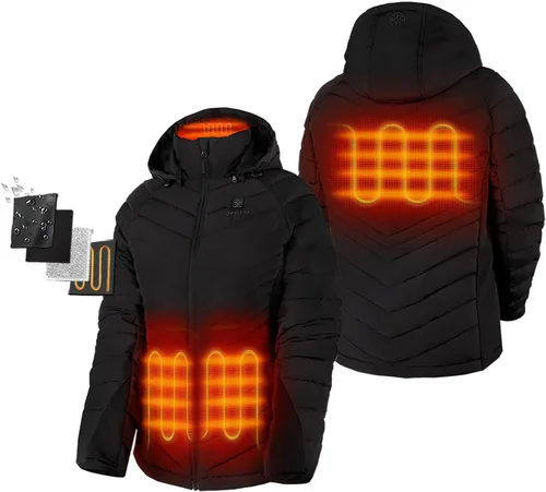 Miniatura 2 de ORORO Chaqueta térmica para mujer con batería, abrigo ligero con calefacción de plumón con relleno de 800