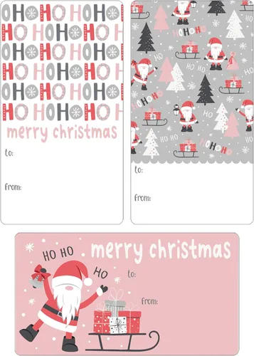 Miniatura 11 de Etiquetas de regalo de Navidad de flamenco rosa, etiquetas de regalo de Navidad tropicales para despegar y pegar, 42
