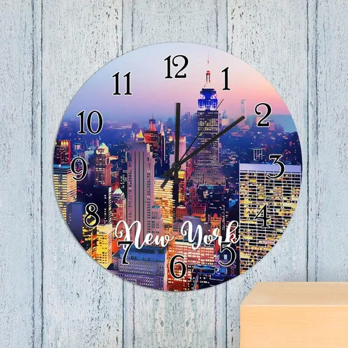 Miniatura 5 de Reloj de pared de la ciudad de Estados Unidos, reloj de pared silencioso sin tictac, reloj de pared redondo de ciudades en los estados de Nueva