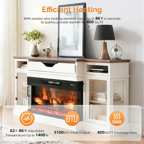 Miniatura 5 de ROVSUN - Chimenea eléctrica de 28 pulgadas de 3 lados con inserto de vidrio, chimenea eléctrica con control remoto, chimenea empotrada y de pared