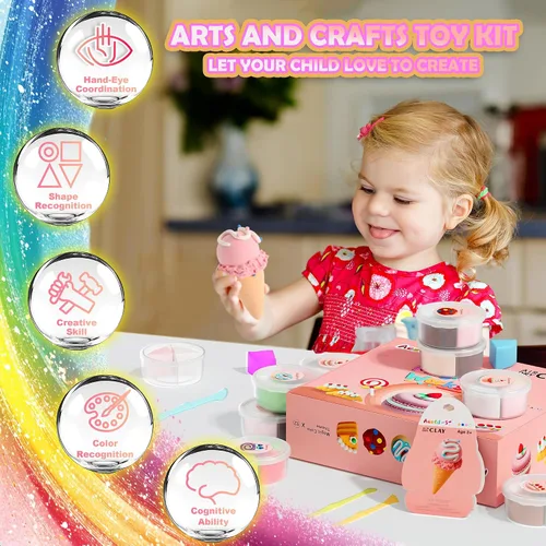 Miniatura 5 de Aestd-ST - Kit de arcilla seca al aire, con temática de pastel, arcilla para modelar para niños, arcilla mágica de postre con herramientas