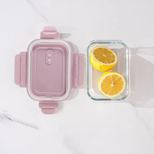 Miniatura 4 de Paquete de 4 recipientes de vidrio de 13 onzas / 0.37 L con tapas, recipientes de almacenamiento de vidrio con tapas, sin BPA, organizadores y Rosa