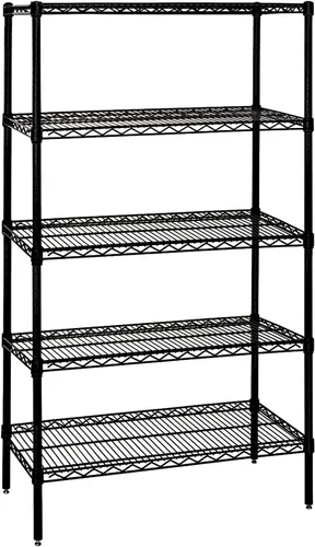 Miniatura 42 de Quantum Storage Systems WR74-1824BK Kit de inicio para estantería de alambre de 4 niveles de altura de 74 pulgadas, acabado negro, 18 pulgadas