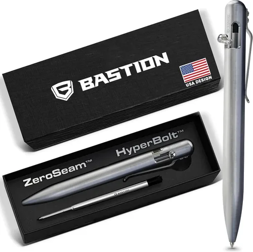 Miniatura 12 de BASTION Bolt Action Pen - Bolígrafo HyperBolt EDC de aluminio negro, bolígrafo de escritura de metal premium, tinta suave, bolígrafo de bolsillo