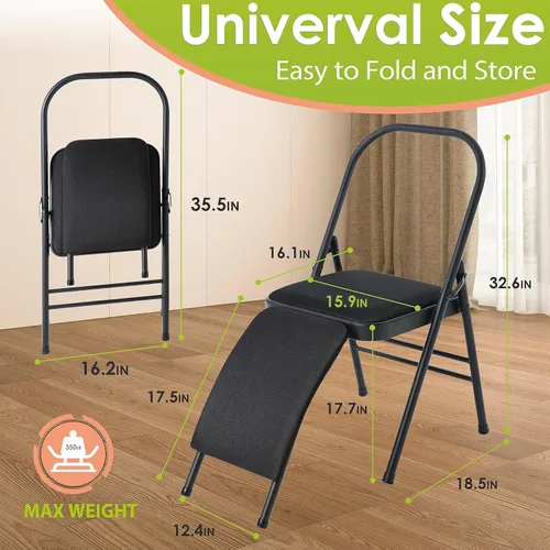 Miniatura 4 de BODY RHYTHM Silla auxiliar de yoga con soporte lumbar para abdominales y core, equilibrio en parada de manos, entrenamiento de flexibilidad y fuerza
