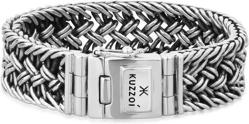 kuzzoi Pulsera redonda bizantina de plata de ley 925 para hombre, longitud 7,48 pulgadas - 9,05 pulgadas, ancho 0,78 pulgadas, 3.39 onzas