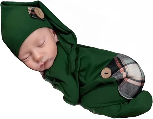 Miniatura 11 de Ropa de Navidad para recién nacido, accesorios para sesión de fotos, ropa de ganchillo, pantalones de sombrero rojo de Papá Noel, accesorios