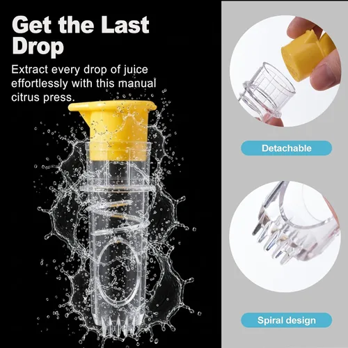 Miniatura 3 de CoguZed Paquete de 2 exprimidores manuales de limón y lima, mini exprimidor portátil de cítricos con tapa para extracción de jugo fresco