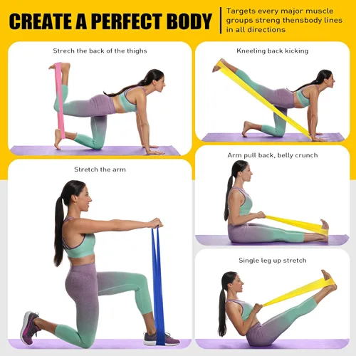 Miniatura 4 de Bandas de resistencia, bandas de ejercicio, bandas de terapia física para entrenamiento de fuerza, yoga, pilates, banda elástica de estiramiento