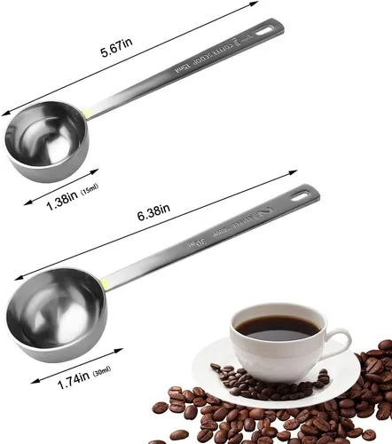 Miniatura 7 de Cuchara de café, juego de cucharas de café de acero inoxidable, 1 cucharada (15ml) y 1 cucharadas (30ml), cuchara medidora, cuchara medidora