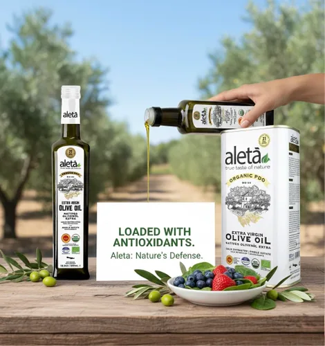 Miniatura 7 de Aleta, Aceite de oliva virgen extra griego orgánico USDA, certificado por la UE, DOP Grecia, 1 litro (33.8 oz.) lata, Kosher EK, paquete de 1