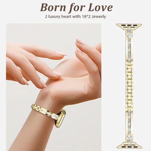 Miniatura 3 de VISOOM Bracelet Compatible for Series 11/10/9/8/se Apple Watch Band 46/45/44/42/41/40/38mm Series 7/SE Women Dressy Luxury Wristband Jewelry Metal
