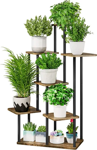 Miniatura 13 de AZERPIAN Soporte para plantas de 4 niveles para interiores, estante de flores de metal para múltiples plantas, soportes altos de esquina para flores