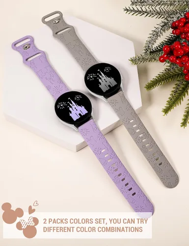 Miniatura 3 de Paquete de 4 correas grabadas de dibujos animados compatibles con Samsung Galaxy Watch 7/FE/6/5/4/Active 2 de 1.575 pulgadas, 1.732 pulgadas, Watch