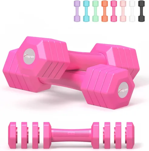 Miniatura 17 de Juego de mancuernas ajustables, juego de pesas de mano 4 en 1 para mujeres y hombres, un par de mancuernas de 10 libras cada uno de 2 libras, 3 Azul
