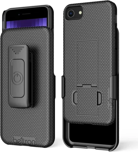 Miniatura 3 de BELTRON Funda para iPhone 7/8/SE 2020/SE 2022, funda de agarre de goma súper delgada y funda de clip giratorio para cinturón combinado con soporte