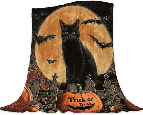 Miniatura 14 de Manta de Halloween – Manta pequeña de calavera vintage para niños y adultos, ligera, esponjosa, suave y acogedora manta de vellón para sofá, cama