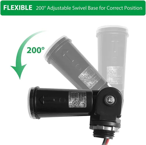 Miniatura 5 de Paquete de 1 sensor fotoeléctrico para exteriores, control de iluminación de conducto de montaje giratorio del atardecer al amanecer con fotocélula