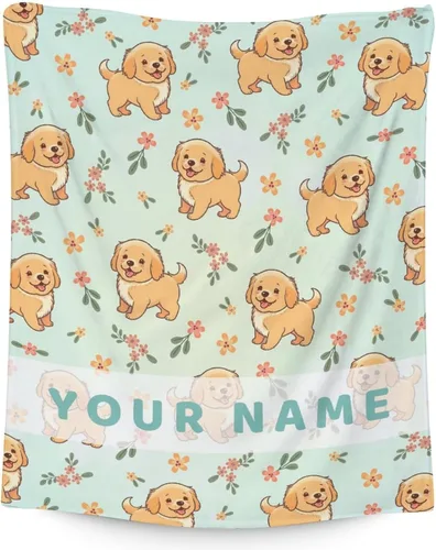 Miniatura 10 de Golden Retriever - Manta de regalo de 30 x 40 pulgadas, lindas mantas para mujeres y niñas, mantas de felpa suaves azules para sofá, oficina