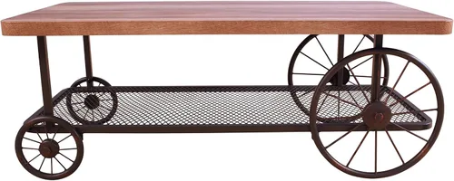 Miniatura 3 de Acme Francie Mesa de centro rectangular de madera con estante en roble y gris antiguo