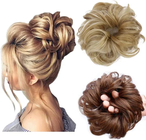 Miniatura 19 de Cabello sintético despeinado, grueso, extensiones para coleta, cabello recogido