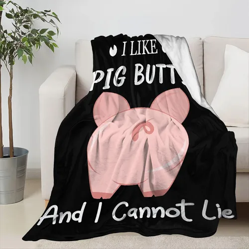 Miniatura 4 de Manta con texto en inglés "I Like Pig Butts and I Cannot Lie, manta de franela polar Kawaii perfecta para los amantes de los cerdos, manta ligera