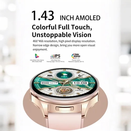 Miniatura 2 de Reloj inteligente con auriculares, relojes inteligentes TWS 2 en 1, reloj inteligente con pantalla AMOLED colorida de 1.43 pulgadas para Android Rosa