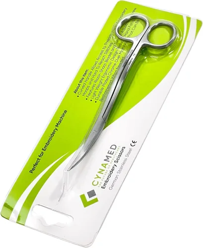 Cyanmed 1 Ea Premium - Tijeras de bordado curvadas con mango doblado de 6 pulgadas, perfectas para bordado a máquina, acero inoxidable, peso ligero