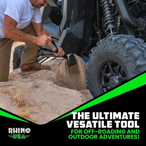 Miniatura 7 de RHINO USA Pala plegable de supervivencia con pico - Herramienta de atrincheramiento estilo militar de acero de carbono resistente para todoterreno