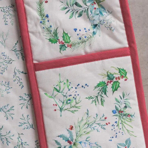 Miniatura 9 de Maison d' Hermine Guantes dobles para horno (7 x 35 pulgadas), 100 % algodón, resistentes al calor, guantes de cocina con lazo para decoración