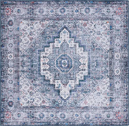 Miniatura 9 de SAFAVIEH Tucson Collection - Alfombra lavable de 2 pies 6 pulgadas x 8 pies, beige y verde, antideslizante y fácil de limpiar, ideal para pasillo