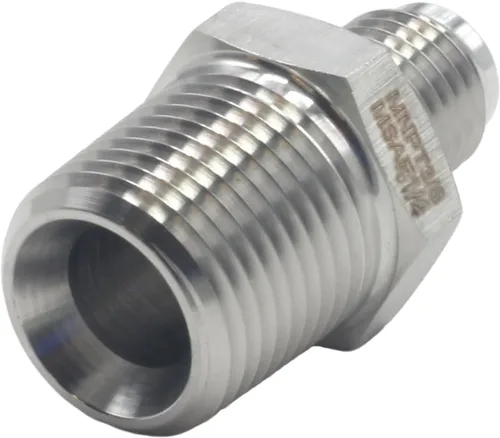 Miniatura 5 de HFS (R) 3/8" NPT macho a 1/4" SAE Macho Flare Tubing Adapter Manguera Conector Accesorios de tubería de acero inoxidable 304 (3/8" MNPT x 1/4" MSAE)