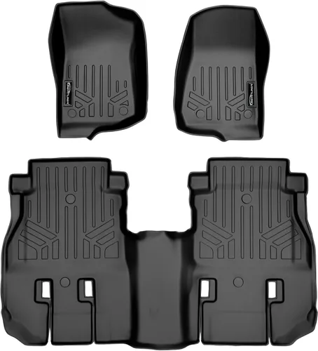 Miniatura 13 de SMARTLINER Juego de tapetes de piso de ajuste personalizado para 1ª fila, color negro para modelos Jeep Wrangler Unlimited 1997-2006 de 4 puertas