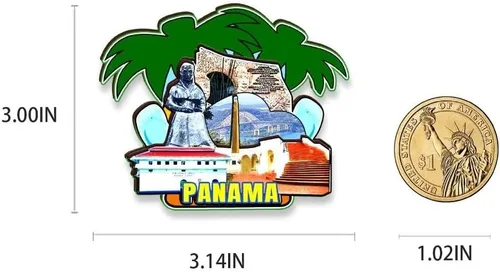 Miniatura 3 de Imán de Panamá para nevera de madera 3D, monumentos de viaje, coleccionables, recuerdos, decoración hecha a mano