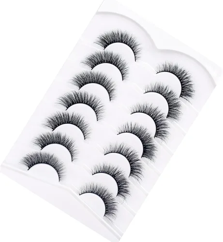 Miniatura 626 de Pooplunch - Pestañas postizas finas de visón sintético, estilo ojo de gato, naturales, cruzadas, tipo racimo, efecto 8D de volumen, tiras