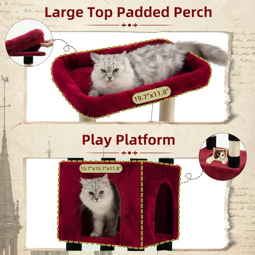 Miniatura 2 de Gitelsnour Árbol para gatos para gatos de interior grandes y adultos, torre para gatos resistente para gatos grandes de 20 libras o más, refugio