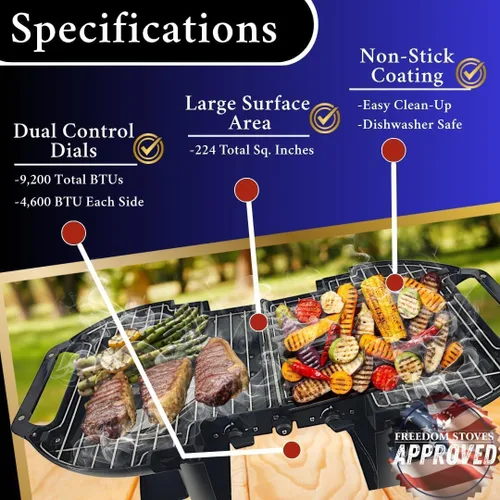 Miniatura 4 de Parrilla portátil de gas y plancha plegable Fold-N-Go, 9.200 BTU, ligera con estuche de transporte