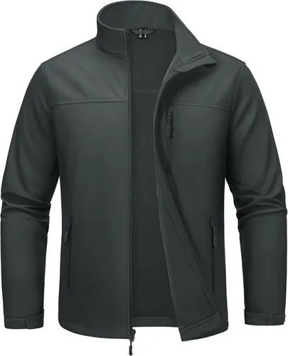 Miniatura 8 de MAGCOMSEN Chaqueta ligera Softshell para hombre, con forro polar, impermeable, cortavientos, para senderismo al aire libre