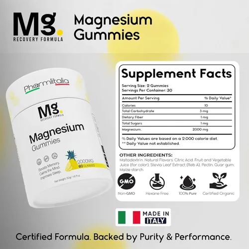 Miniatura 9 de Gomitas de magnesio L-treonato para adultos y niños, 2000 mg, suplementos cerebrales para memoria y concentración, gomitas de magnesio calmantes