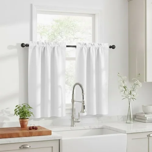 Miniatura 40 de NICETOWN Cenefas de Ventana Opacas con Aislamiento Térmico para Guardería - Paneles de Cortina con Bolsillo para Barra de Decoración del Hogar