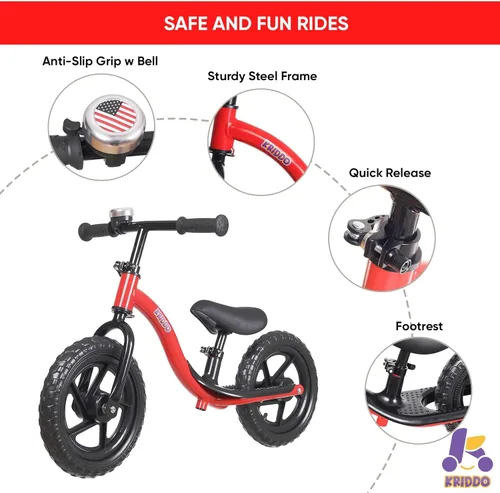 Miniatura 4 de KRIDDO Bicicleta de Equilibrio para Niños Pequeños de 2 Años, Edad de 24 Meses a 5 Años, Bicicleta de Empuje Interactiva de Aprendizaje Temprano