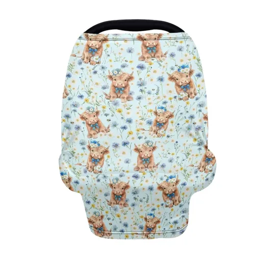 Miniatura 16 de Binienty Funda de lactancia con estampado de vaca azteca para recién nacidos, niñas y niños, fundas elásticas y transpirables para asientos