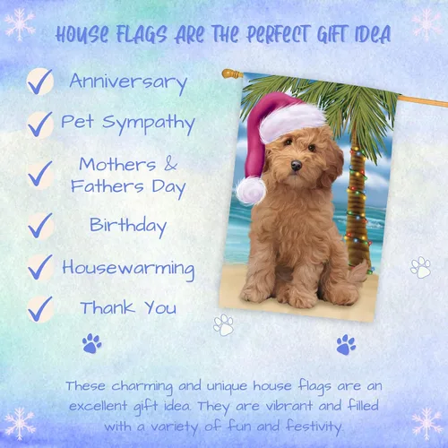 Miniatura 7 de Doggie of the Day Goldendoodle HFLG61613 - Bandera de casa de perro – Decoración de jardín para mascotas de doble cara para Navidad, verano, 28