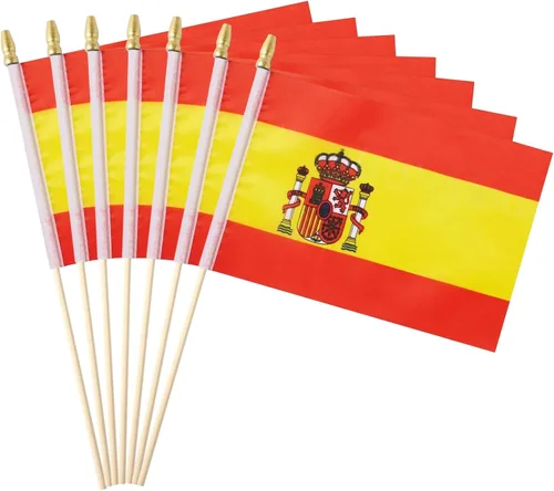 Miniatura 11 de Paquete de 12 banderas de Brasil en palos, pequeñas banderas de mano brasileñas para oficina, aula, vacaciones, decoración de fiestas