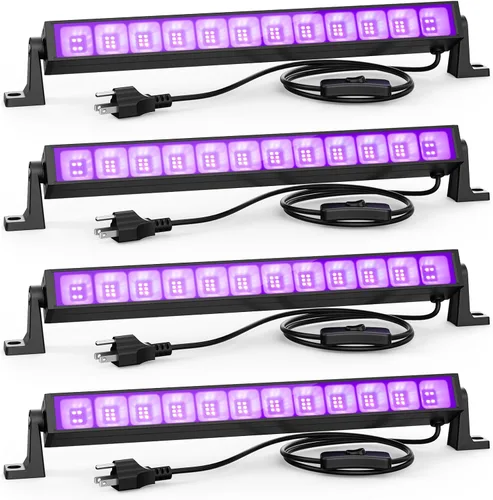 Miniatura 10 de Actualización de luz negra LED de 60W, luces negras para fiesta brillante, barra de luz negra con enchufe y interruptor, cada una ilumina 32x32