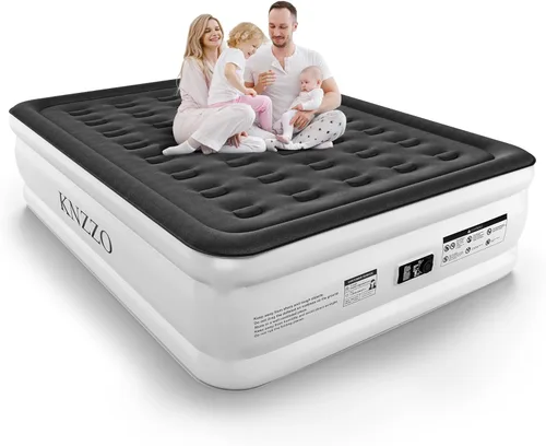 Miniatura 16 de Colchón de aire KNZZO tamaño full con bomba incorporada, colchón hinchable con parte superior suave y vellosa, colchón inflable a prueba de fugas