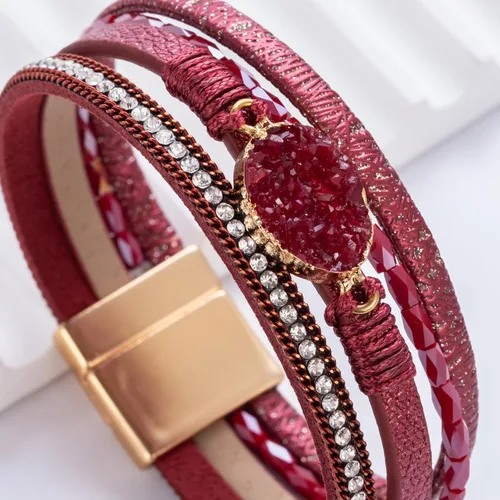 Miniatura 149 de FANCY SHINY - Pulsera de cuero estilo bohemio, pulsera de cuentas de cristal con cierre magnético, regalos de joyería para mujer