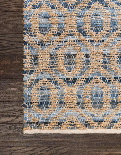 Miniatura 9 de Unique Loom Chindi Jute Collection - Alfombra rectangular (5 pies 1 pulgada x 8 pies, color azul marino)