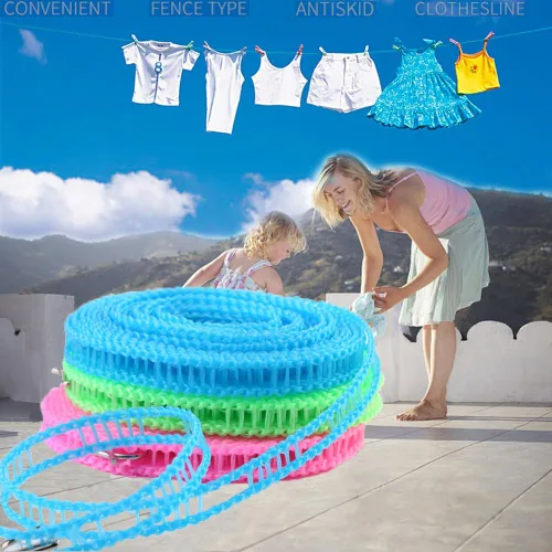Miniatura 7 de Paquete de 2 cuerdas de nailon resistentes al viento, cuerda de secado de ropa de viaje, cuerda portátil para colgar en interiores y exteriores